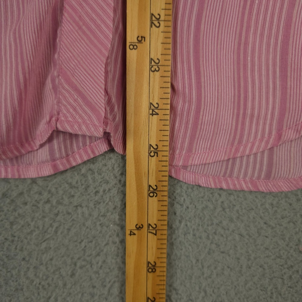 Chicos Shirt Womens 0 US Small Pink Striped Silk Linen Blend Button Up Casual - Picture 5 of 9